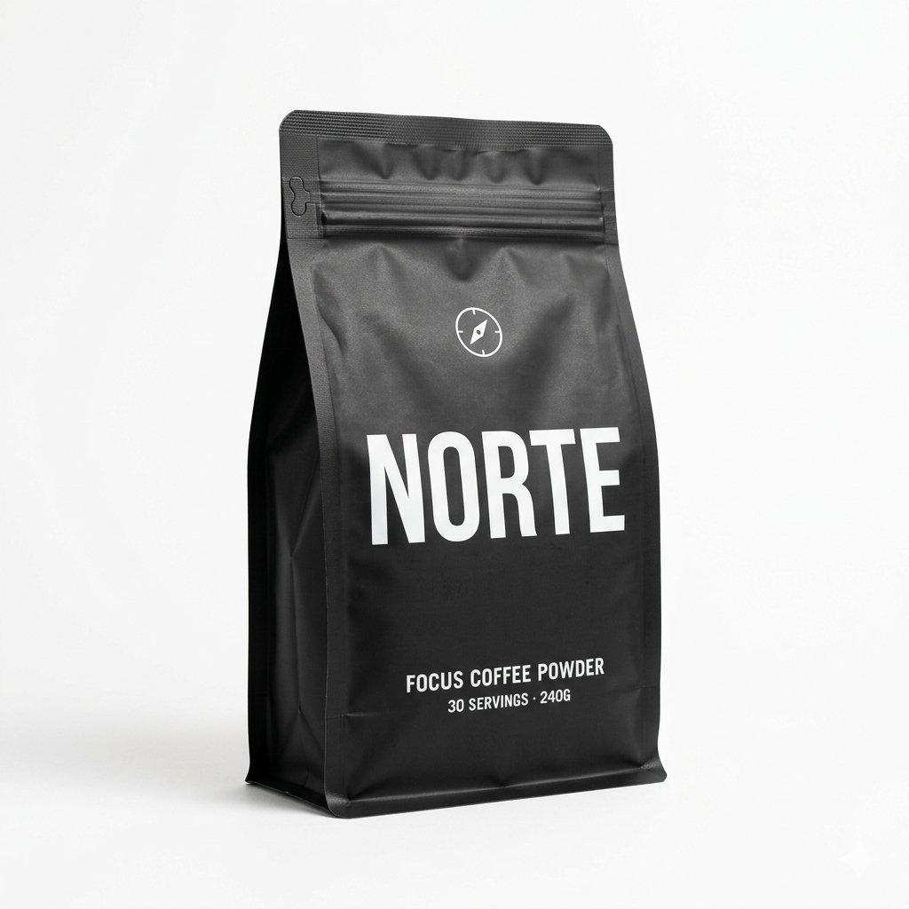 Norte nootropic coffee powder pouch with lion's mane and L-theanine